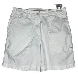 Lauren Ralph Lauren Sz 4P White Cotton Shorts Deep Pockets Double Front Buttons